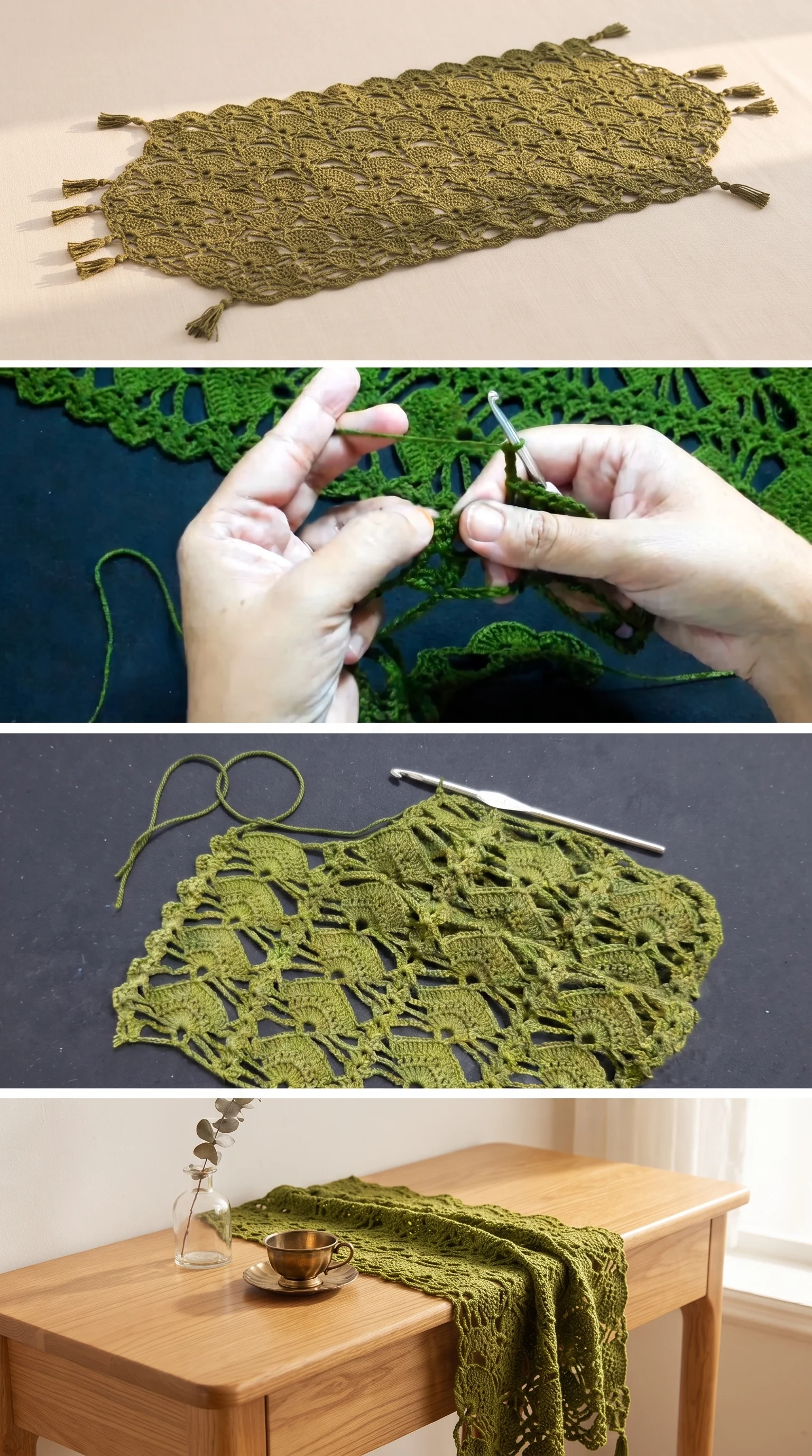 Crochet Fan Stitch Table Runner: A Timeless Home Accent pattern