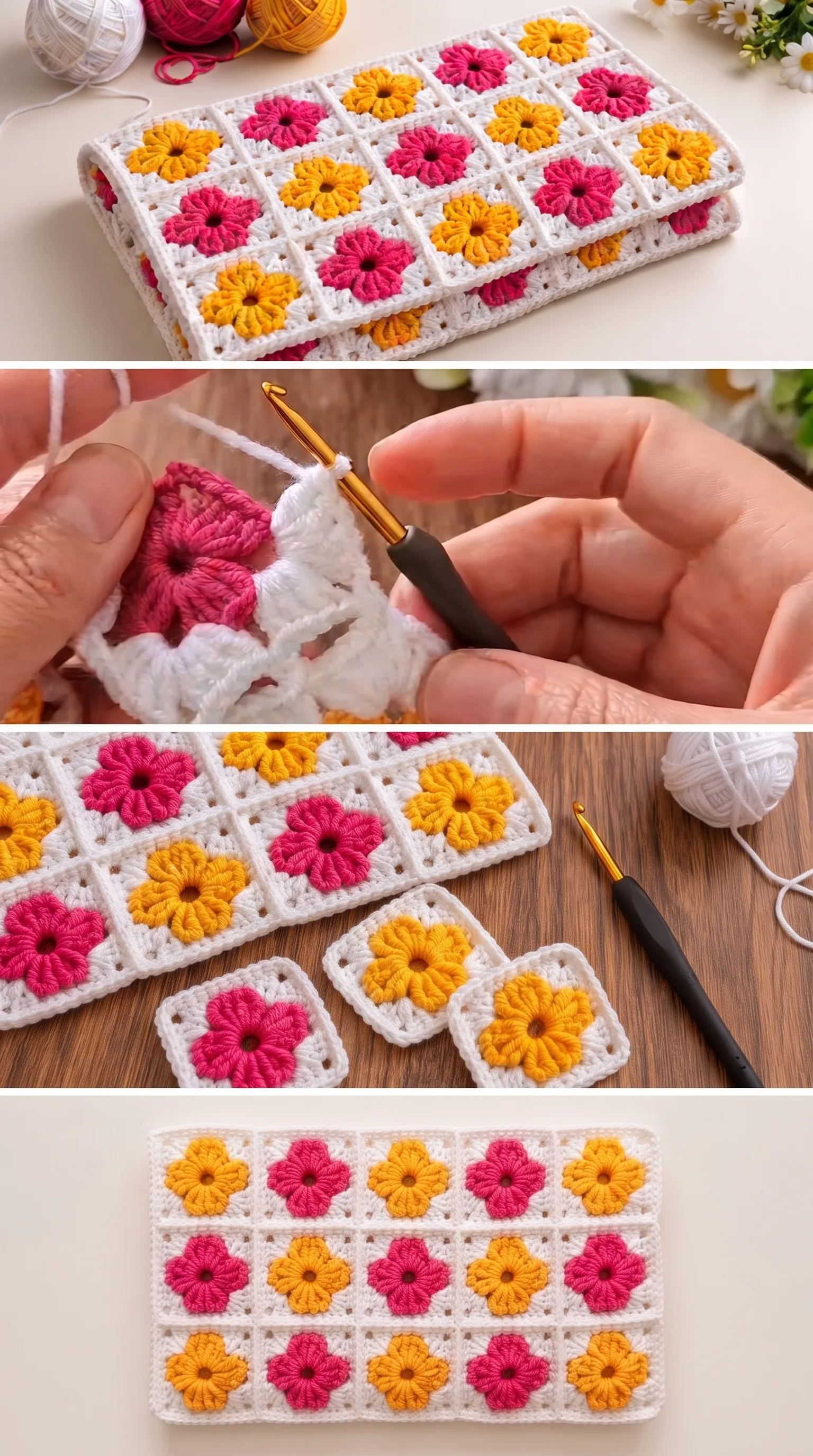 Crochet Floral Granny Clutch: A Vibrant Timeless Treasure pattern