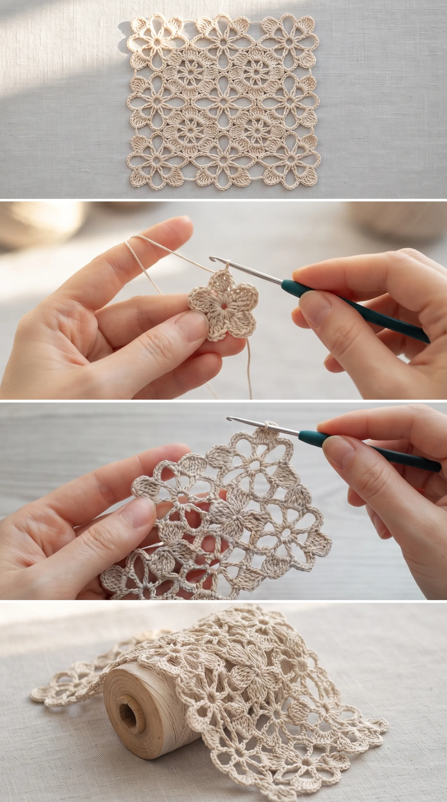 Crochet Floral Lace Motif: A Delicate Timeless Accent pattern