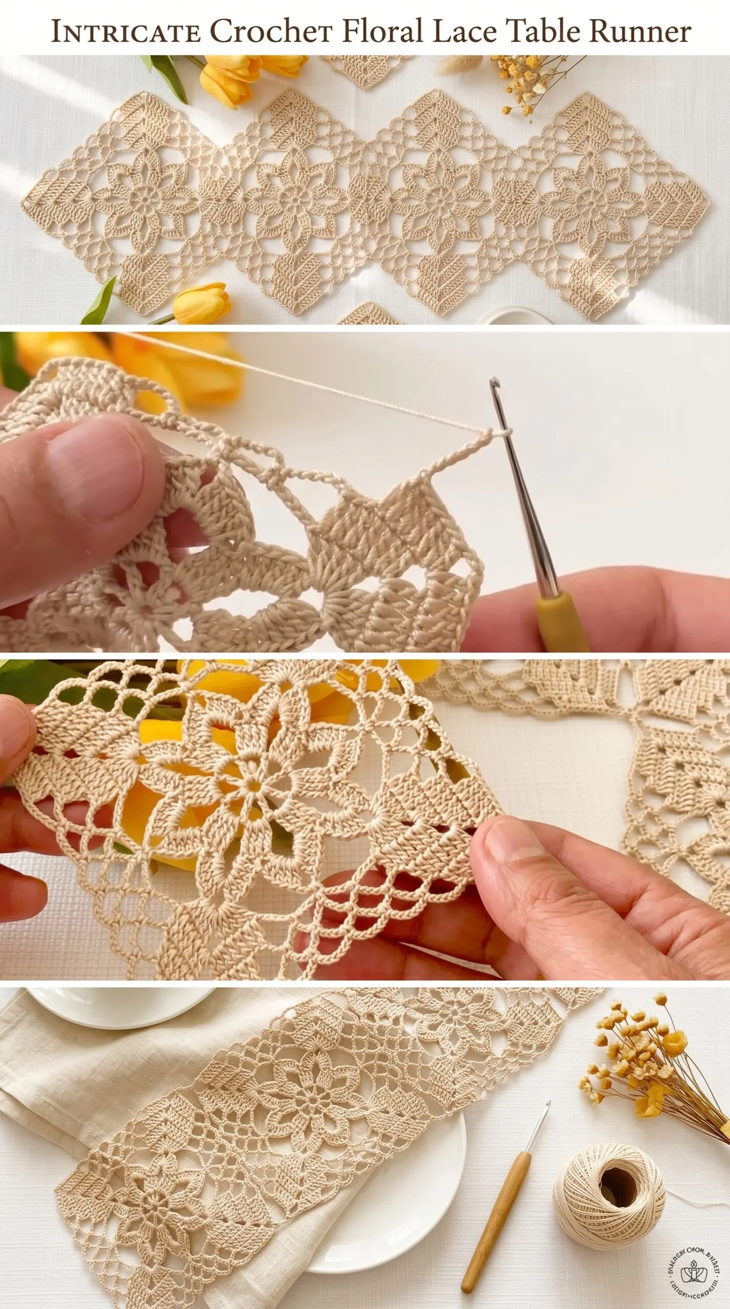 Crochet Floral Motif Runner: A Delicate Versatile Accent pattern