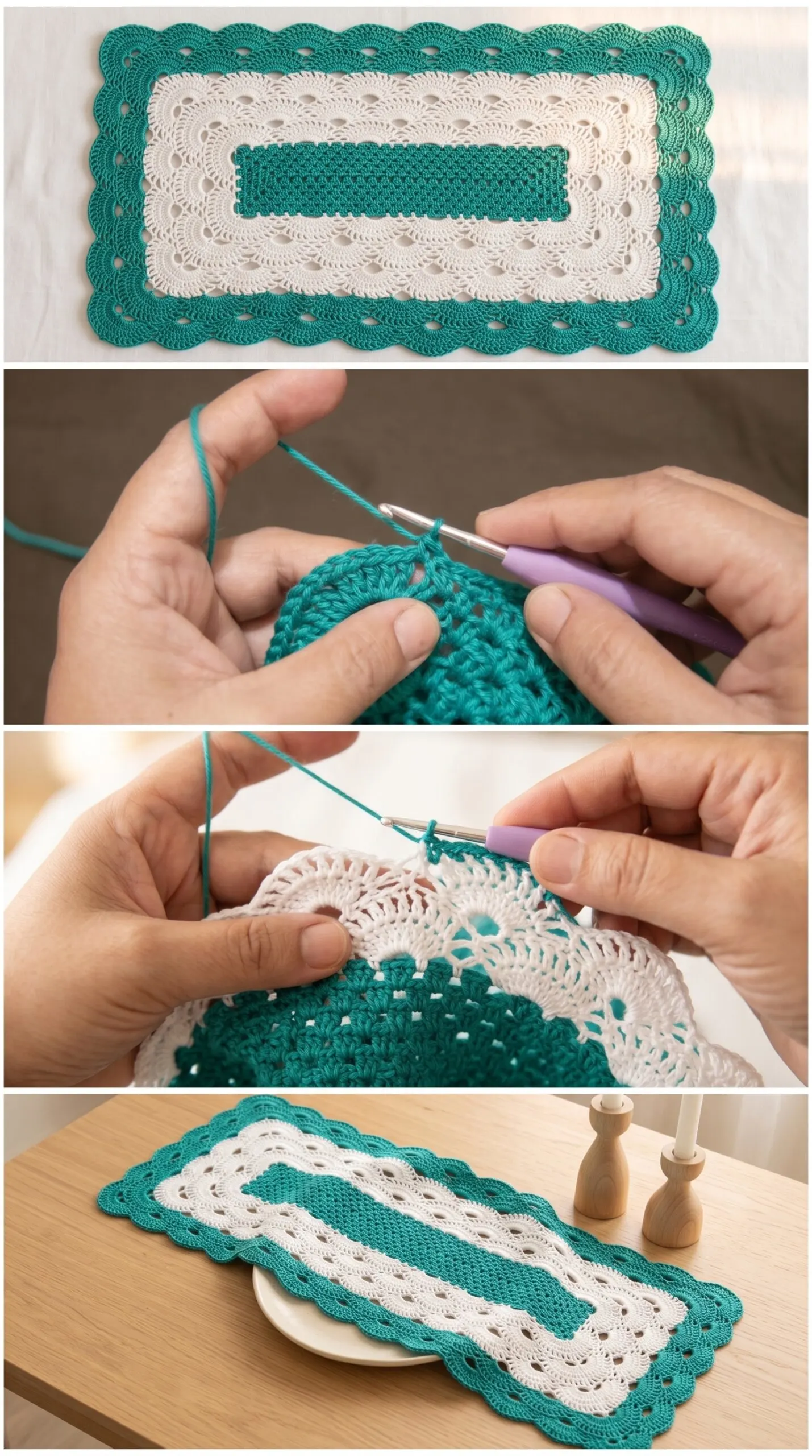 Crochet German Shell Table Runner: An Elegant Dining Essential pattern