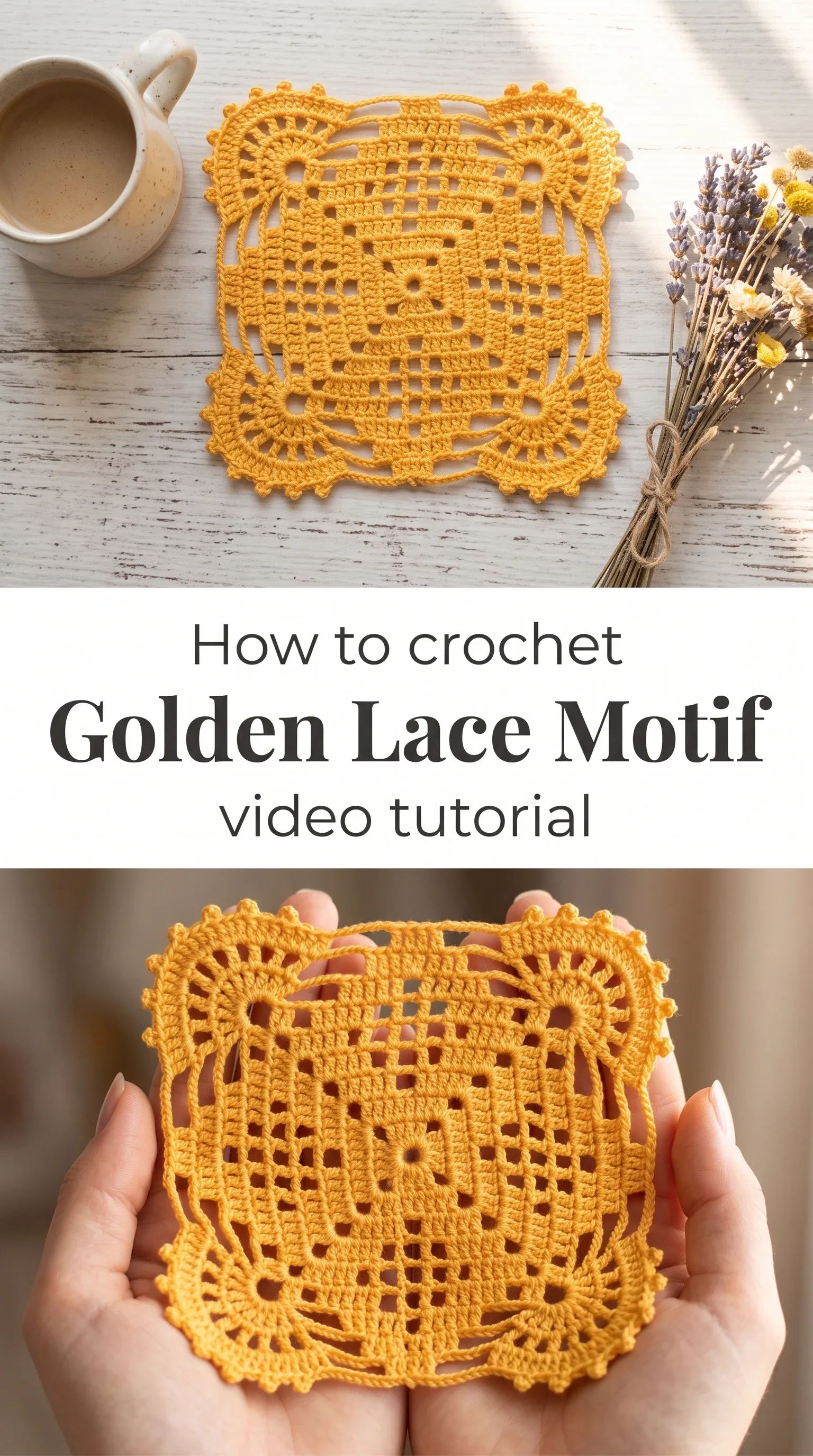 Crochet Golden Lace Motif: A Timeless Handmade Accent