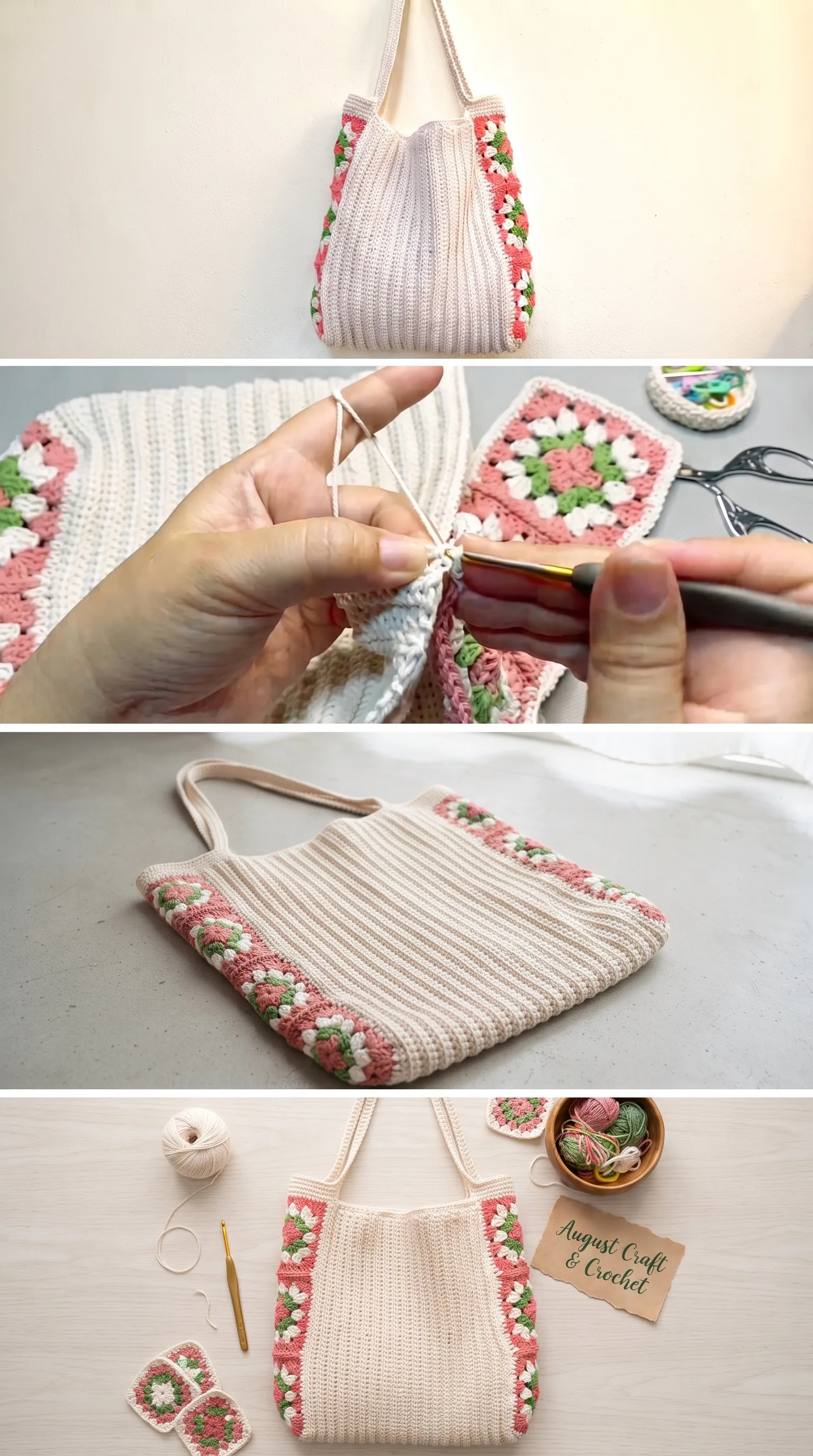 Crochet Granny Square Tote: A Charming Bohemian Bag pattern