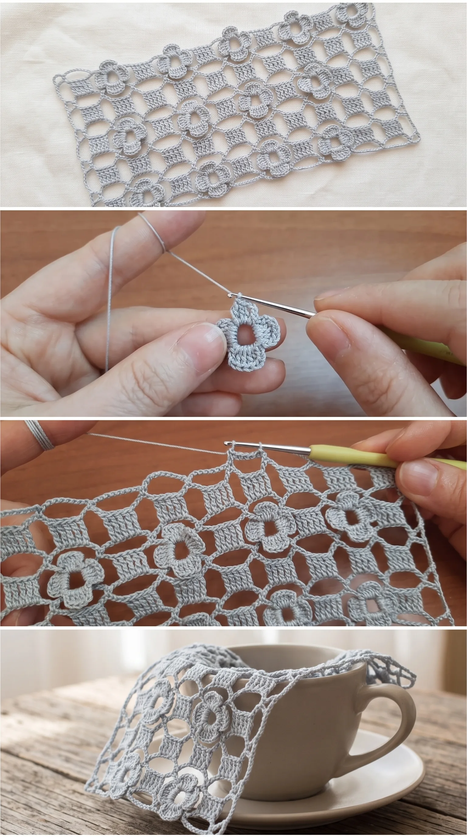 Crochet Lace Flower Panel: A Delicate Timeless Treasure pattern