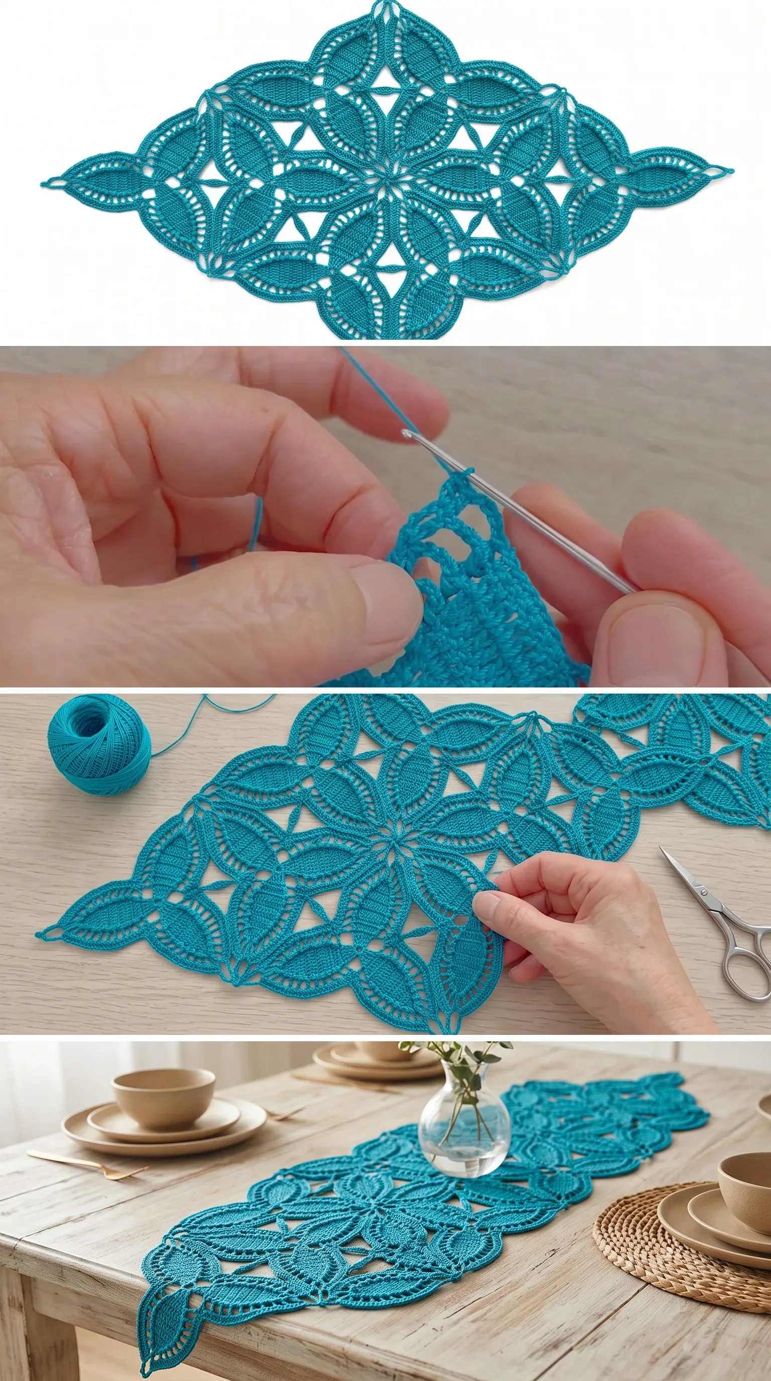 Crochet Leaf Table Runner: A Delicate Lace Centerpiece pattern