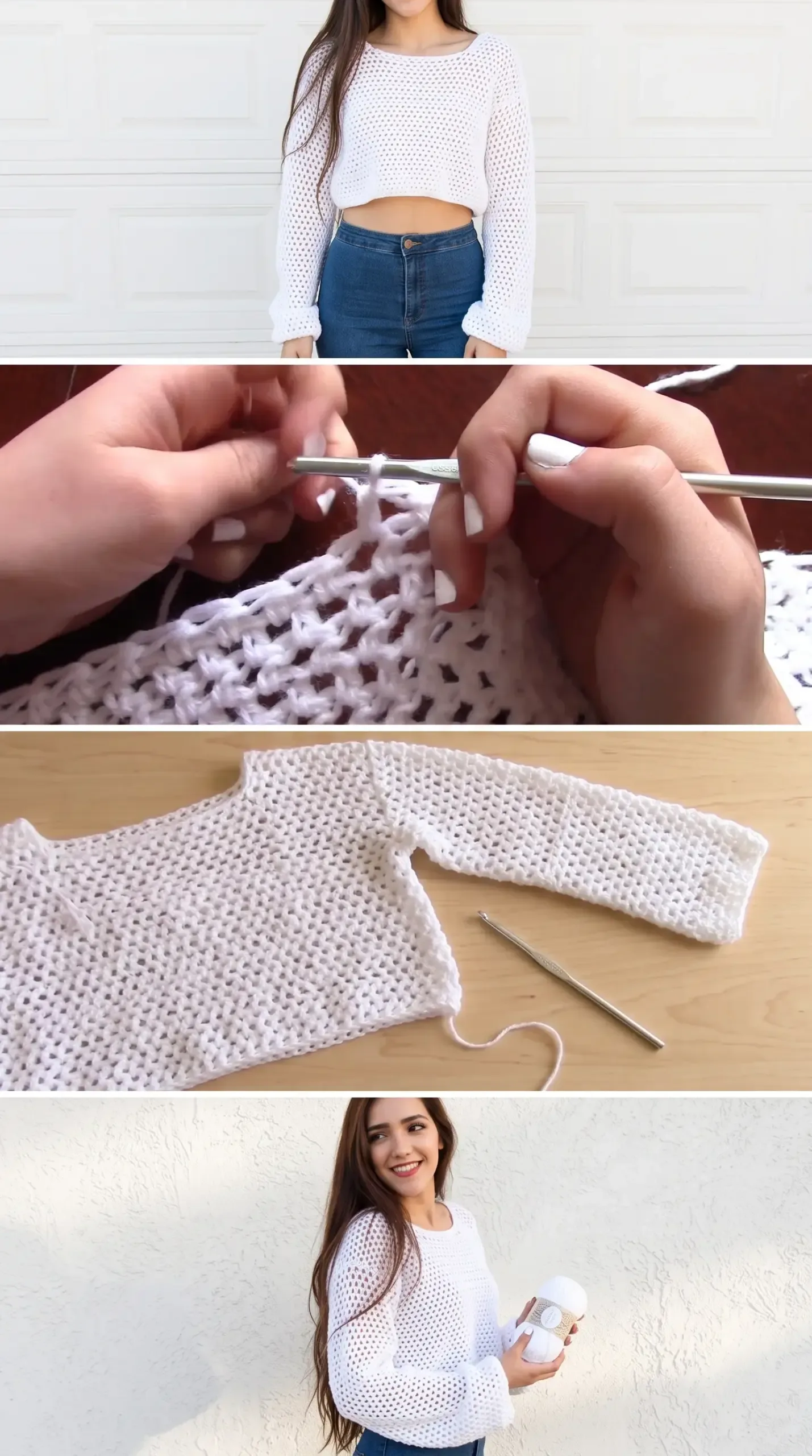 Crochet Long Sleeve Crop Top: A Chic Handmade Essential pattern