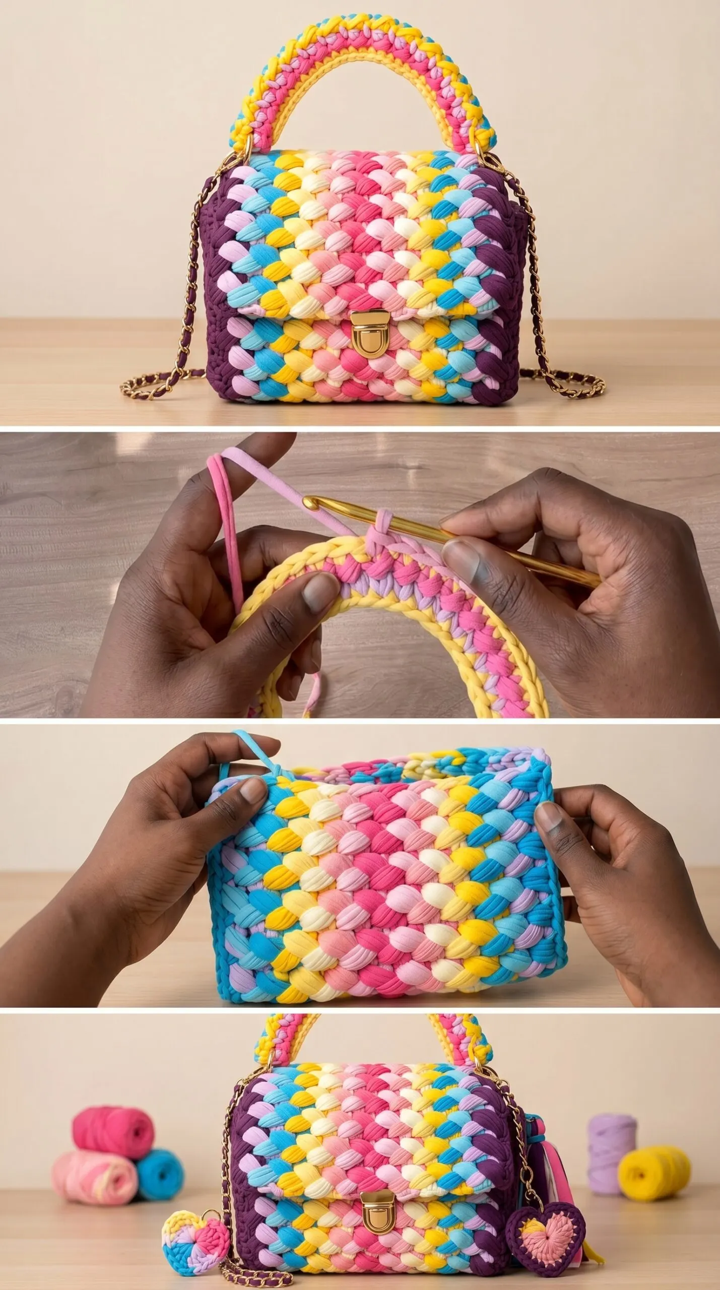 Crochet Marshmallow Bag: A Colorful Statement Piece pattern