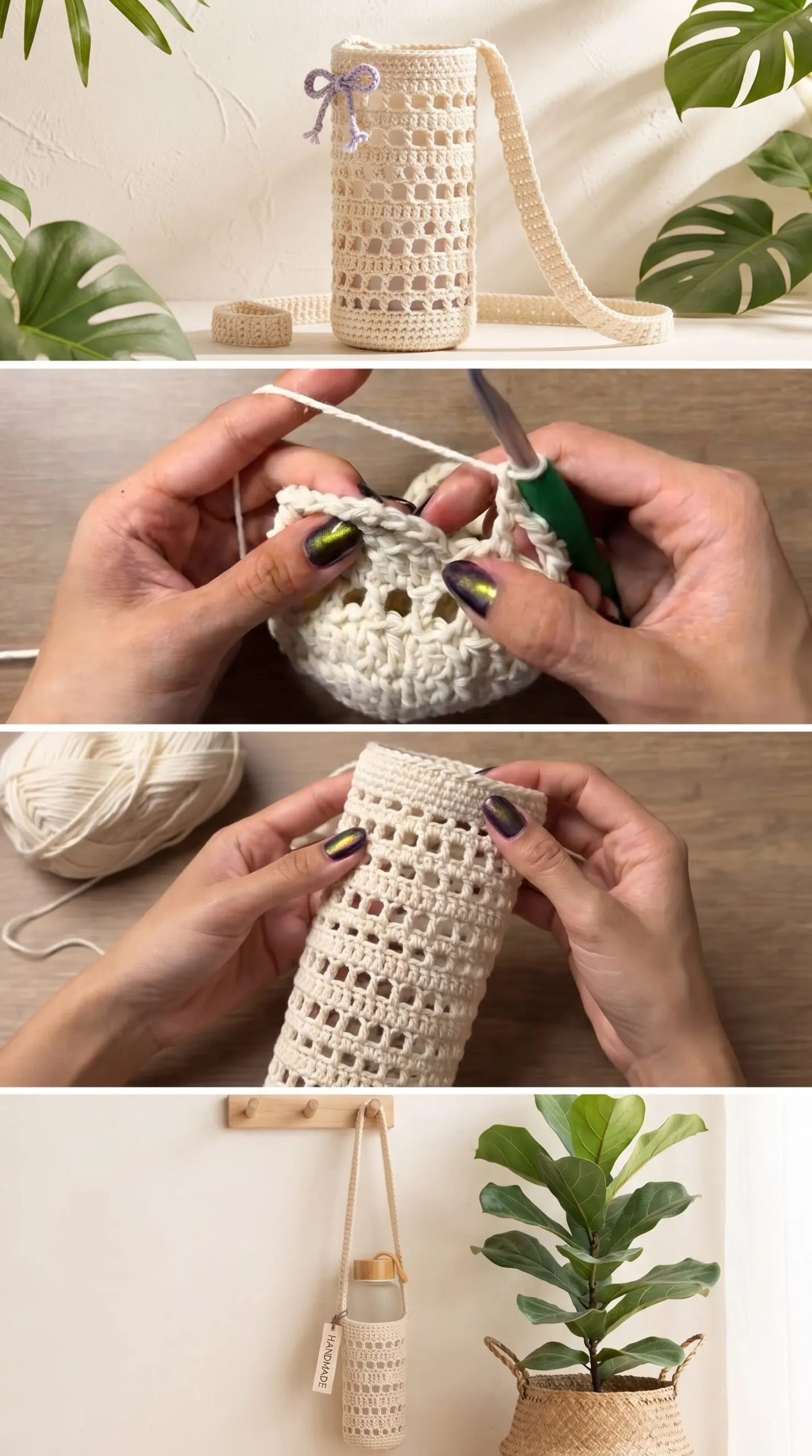 Crochet Mesh Bottle Bag: A Chic Functional Accessory pattern