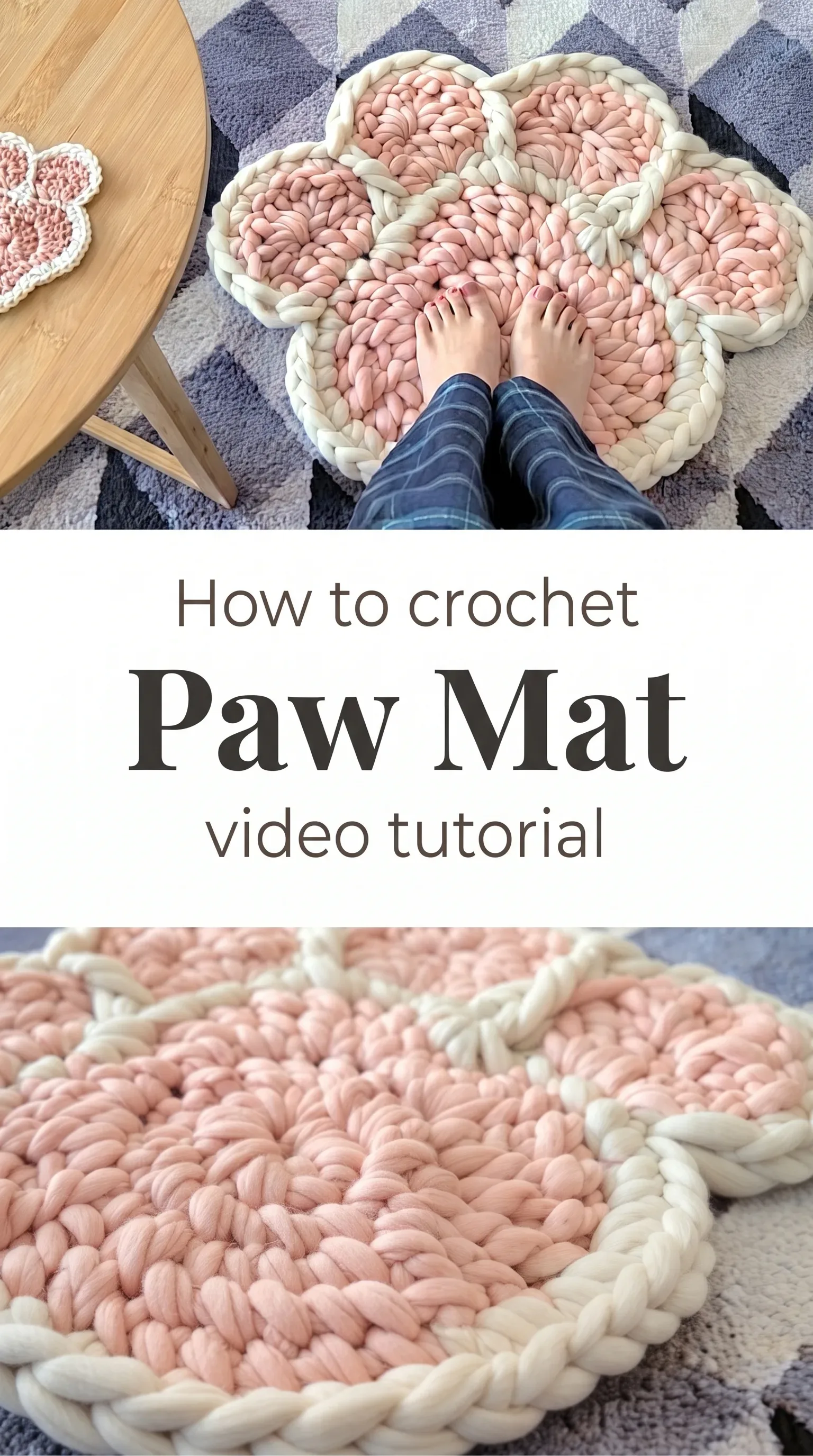 Crochet Paw Mat: A Charming Whimsical Accent