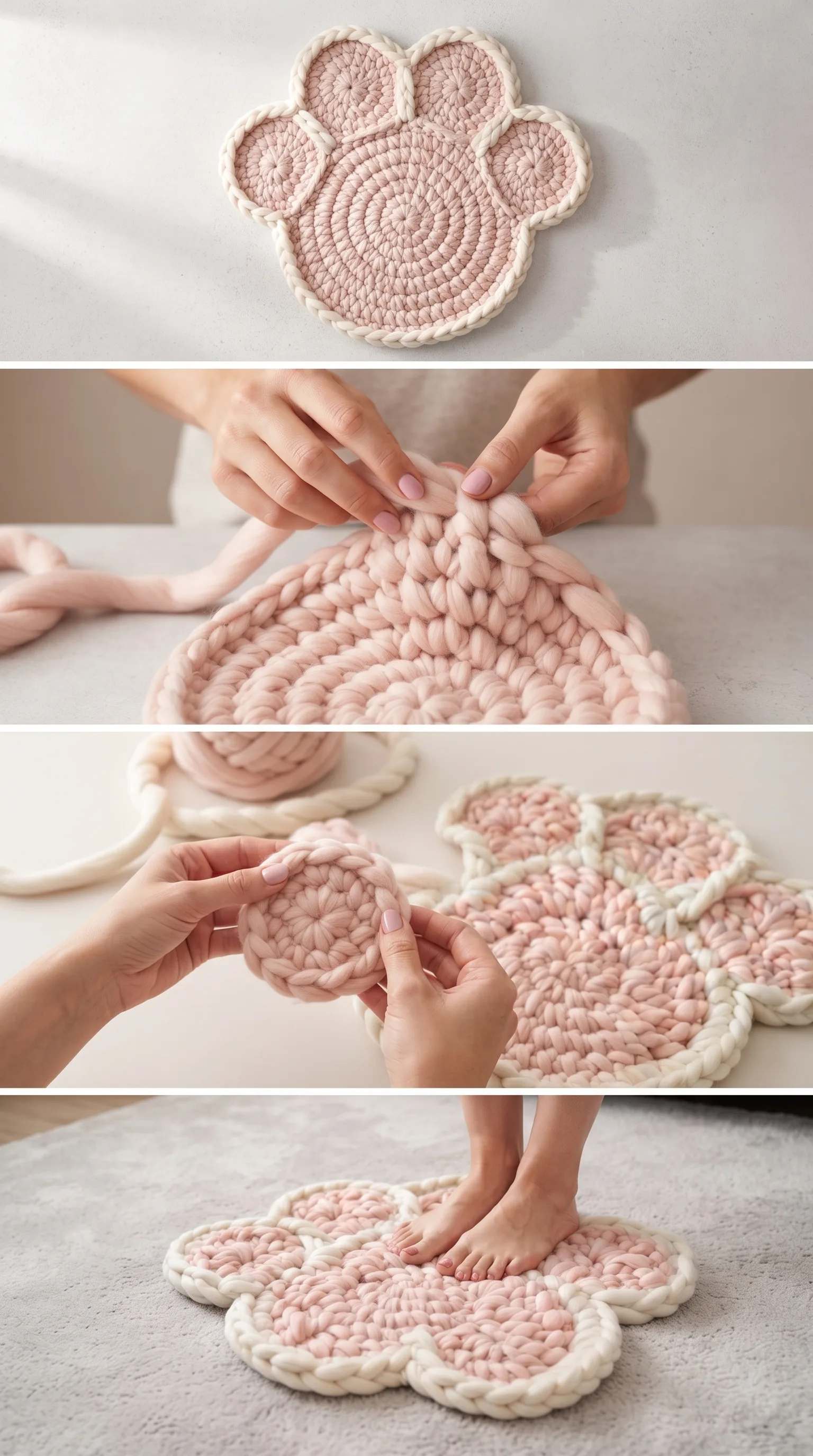 Crochet Paw Mat: A Charming Whimsical Accent pattern