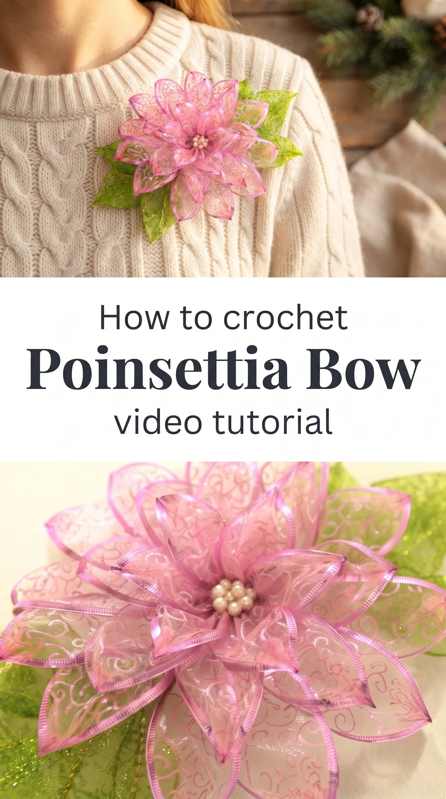 Crochet Poinsettia Bow: A Festive Holiday Accent