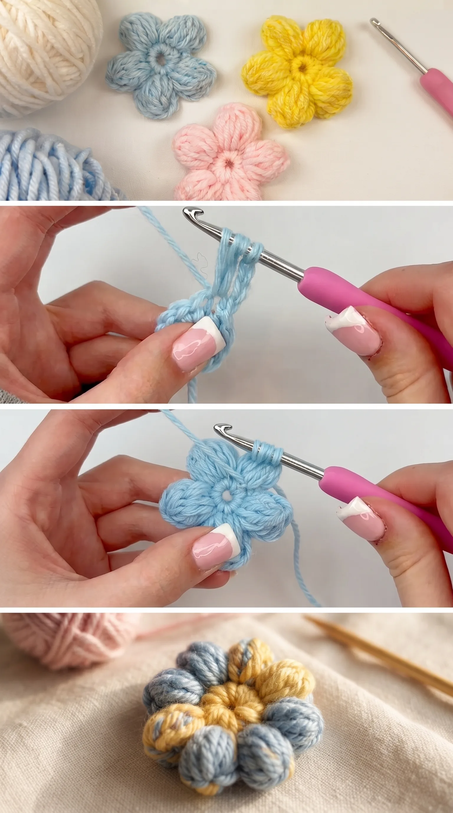 Crochet Puff Flower: A Sweet and Charming Accent pattern