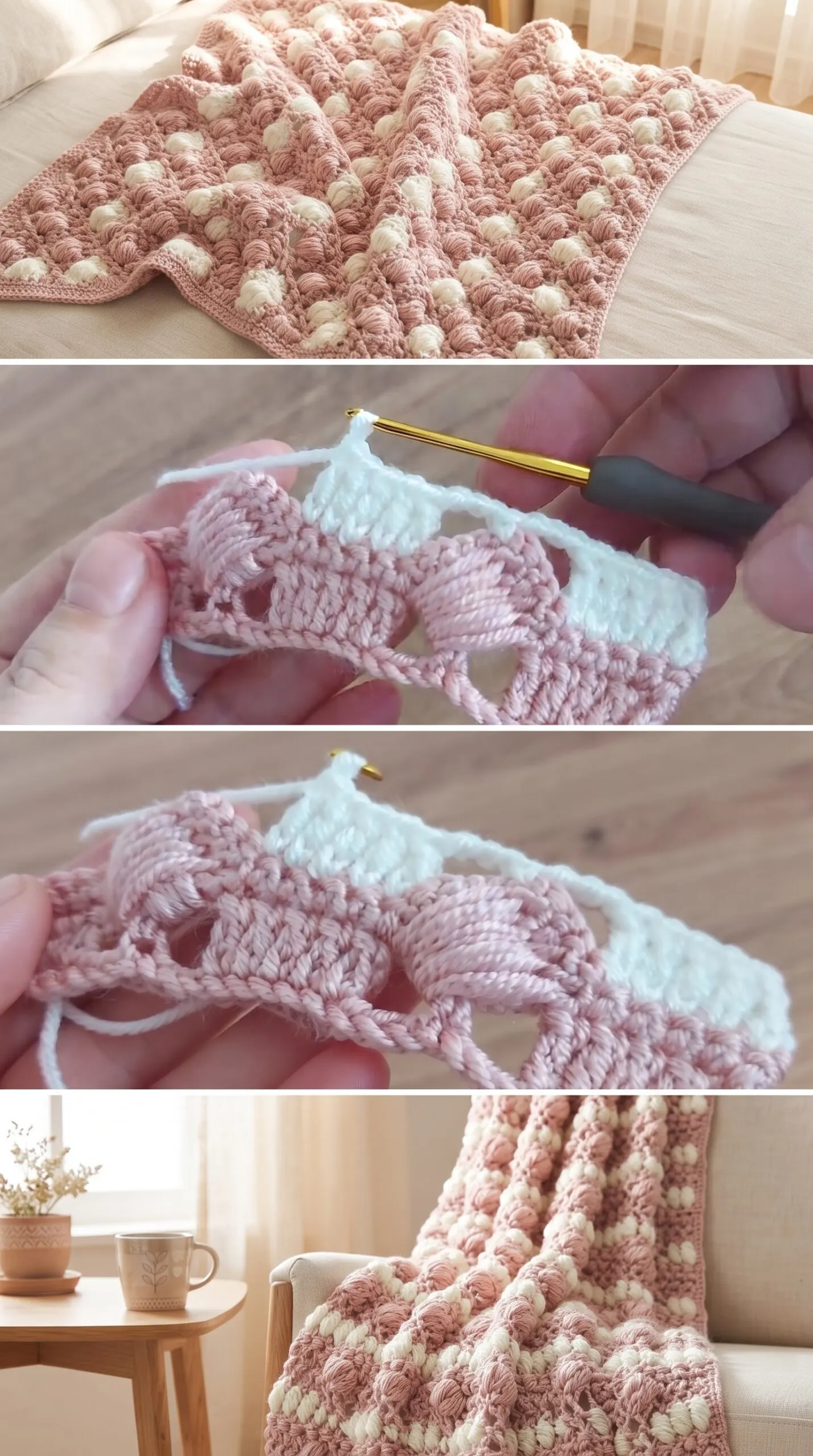 Crochet Puff Stitch Blanket: A Soft and Timeless Treasure pattern