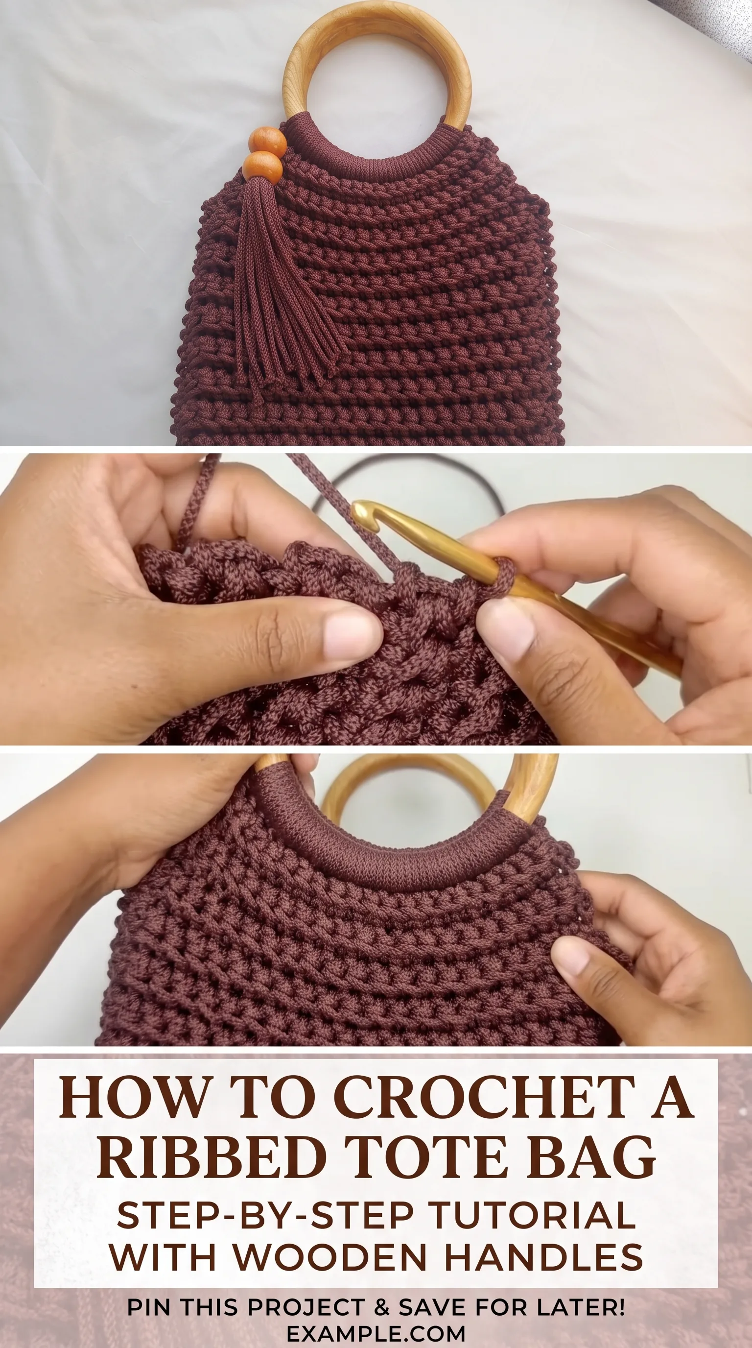 Crochet Ribbed Handbag: A Chic Wooden Handle Design pattern
