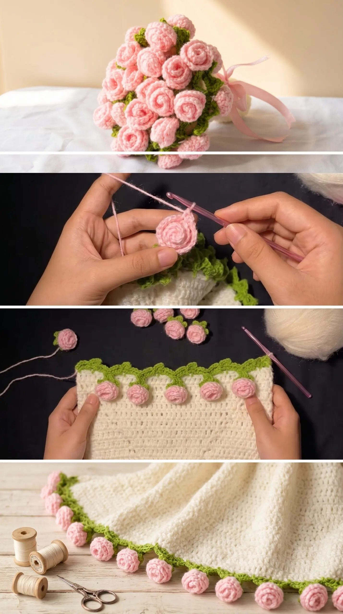 Crochet Rose Bouquet Blanket: A Romantic Floral Treasure pattern