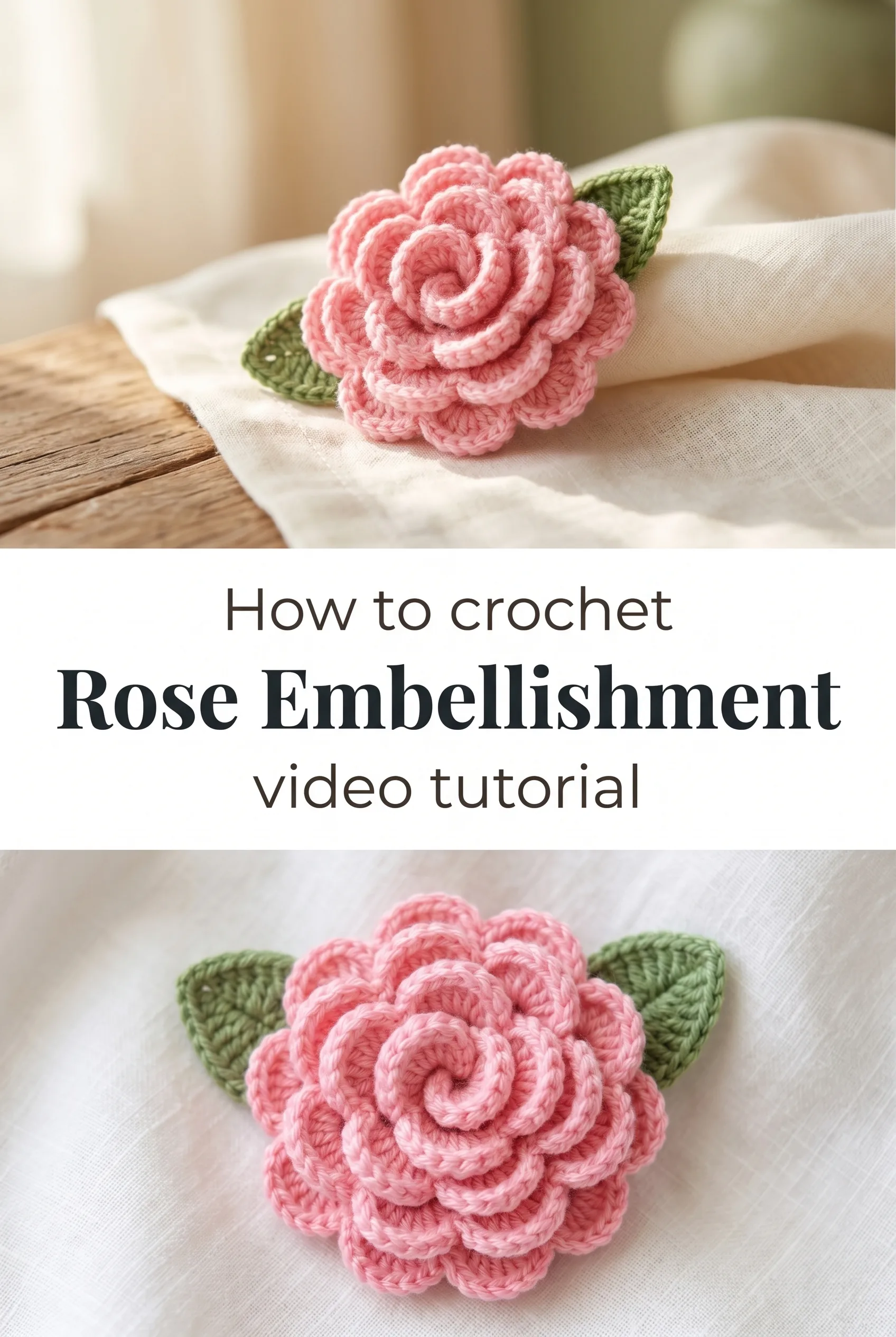 Crochet Rose Embellishment: A Delicate Floral Accent