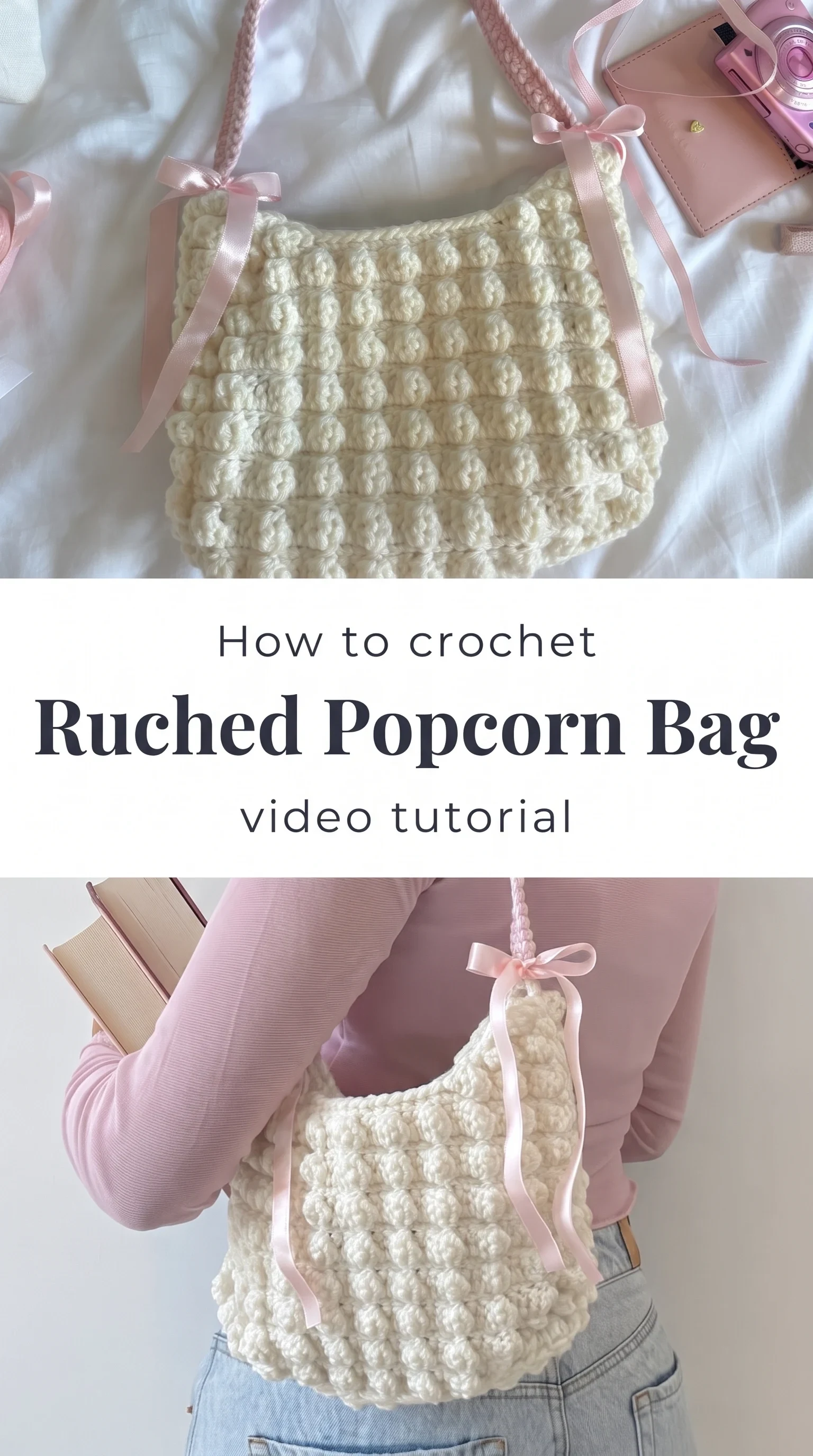 Crochet Ruched Popcorn Bag: A Charming Handmade Tote