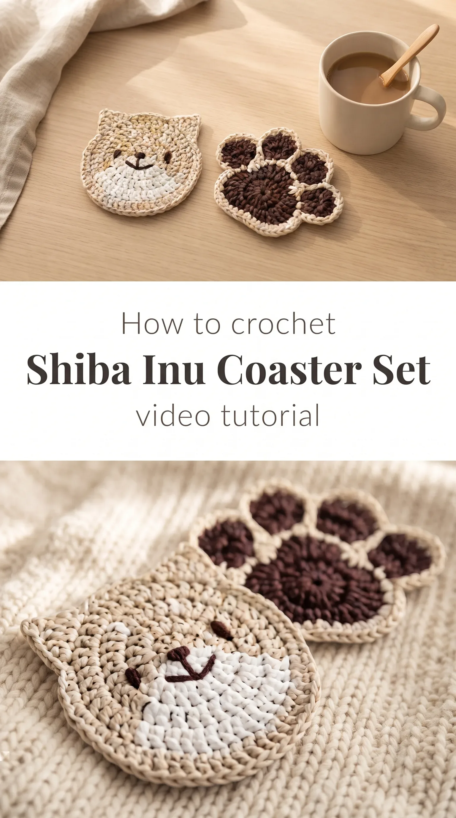 Crochet Shiba Inu Coaster Set: A Charming Artisan Accent