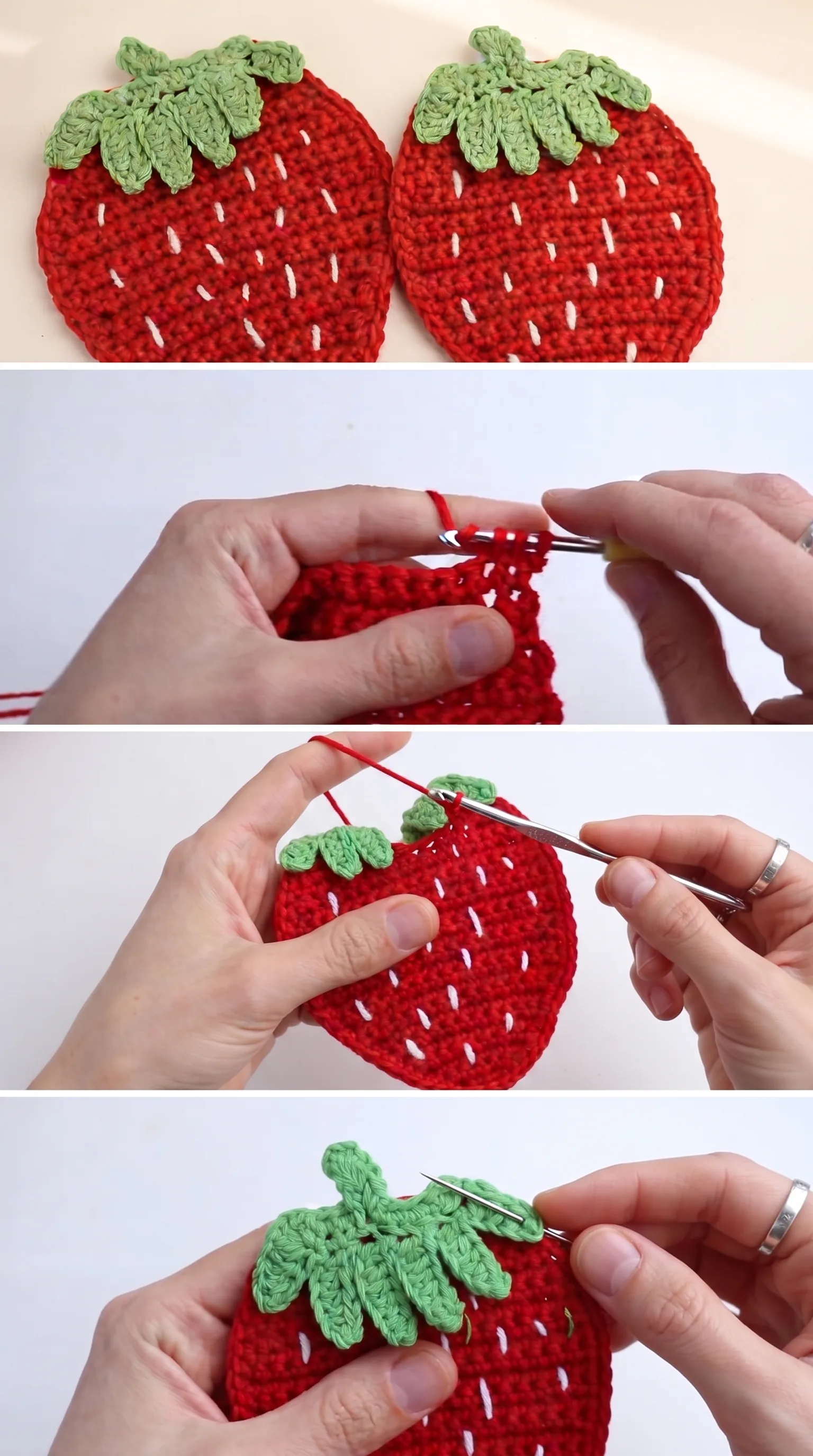 Crochet Strawberry Coaster: A Sweet and Charming accent pattern