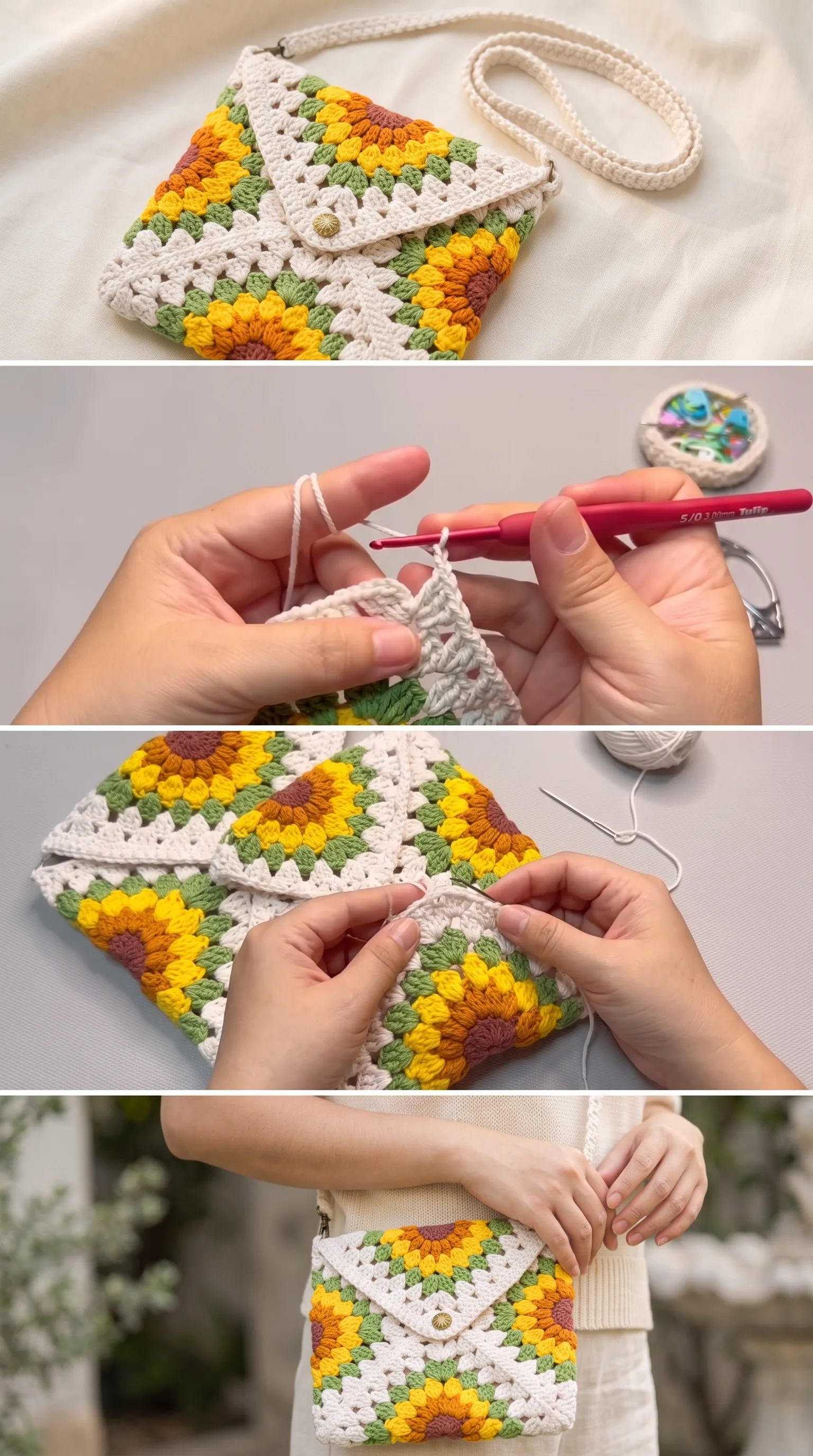 Crochet Sunflower Crossbody Bag: A Bright Boho Essential pattern