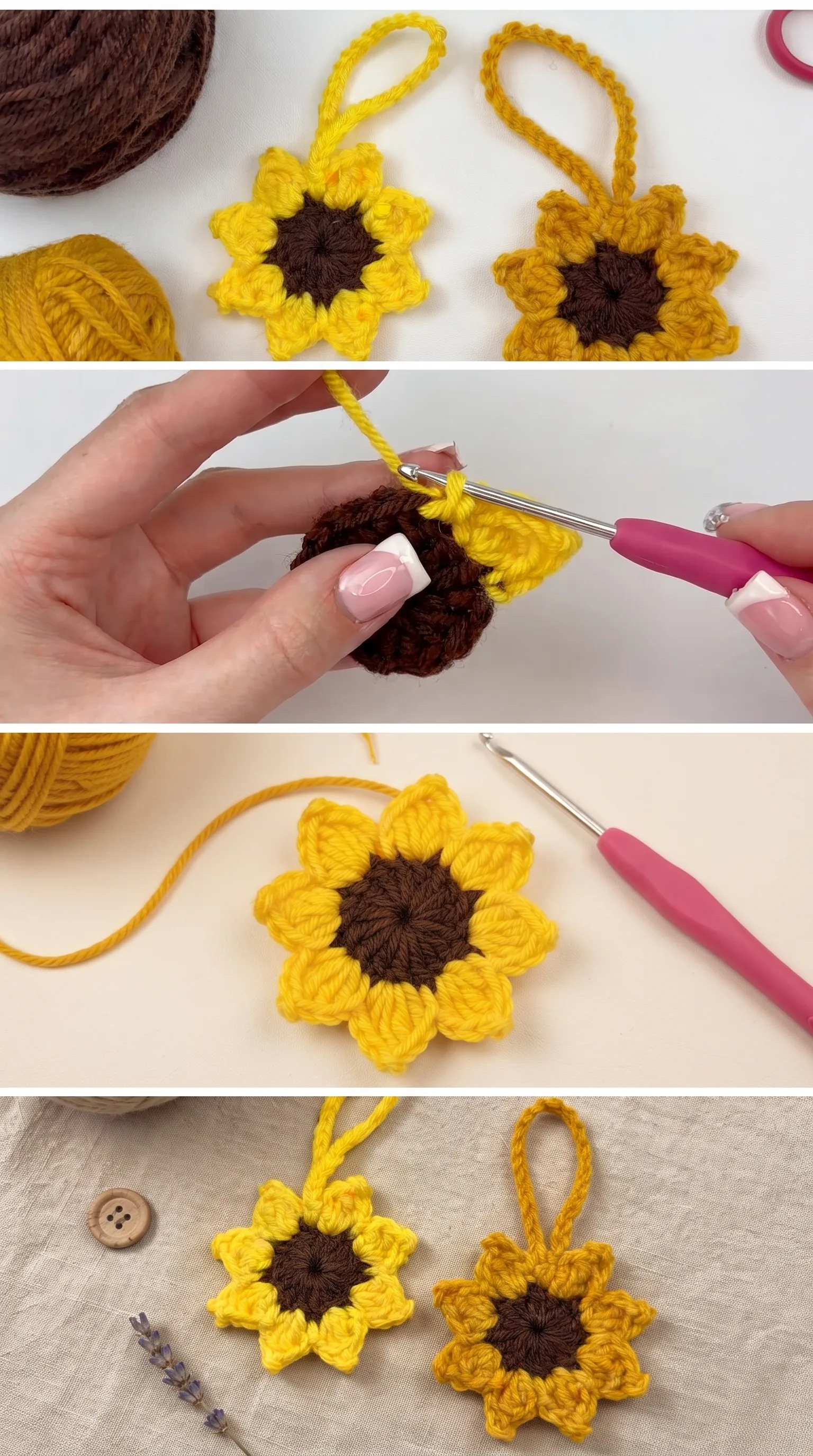 Crochet Sunflower Keychain: A Bright and Cheerful Charm pattern