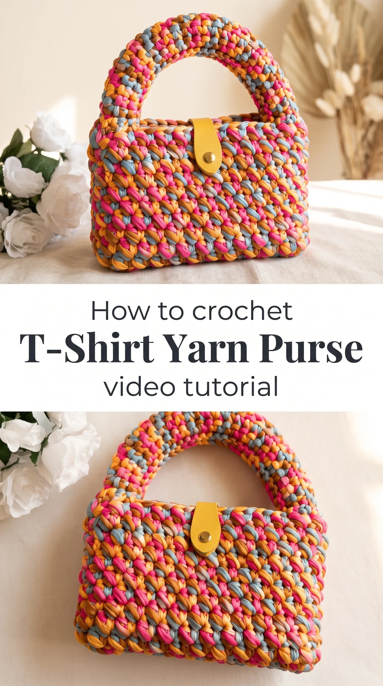 Crochet T-Shirt Yarn Purse: A Vibrant Statement Piece