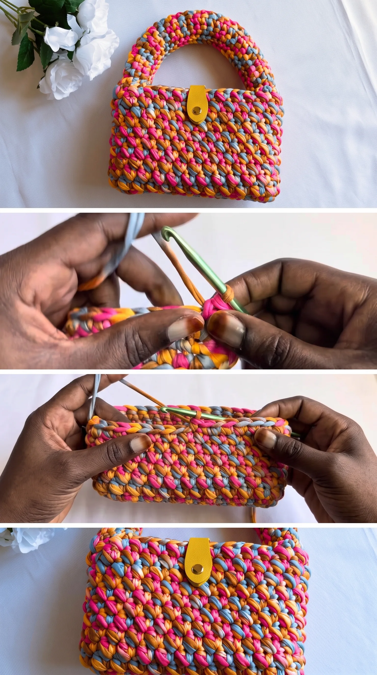Crochet T-Shirt Yarn Purse: A Vibrant Statement Piece pattern