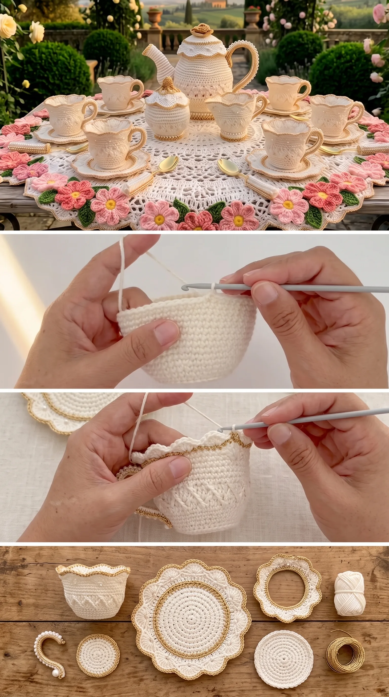 Crochet Tea Set Decor: A Charming Home Accent pattern
