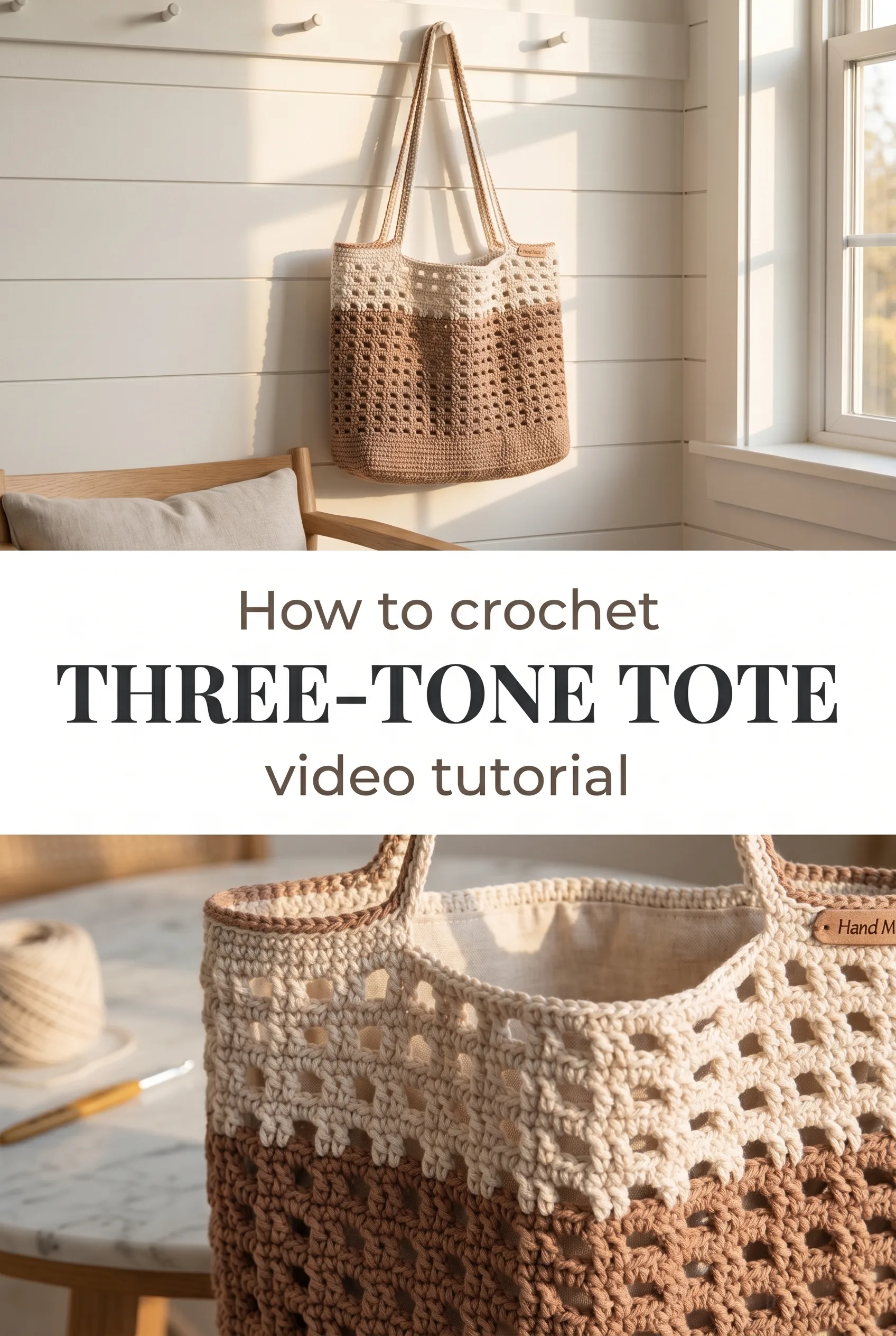 Crochet Three-Tone Tote: A Chic Everyday Companion