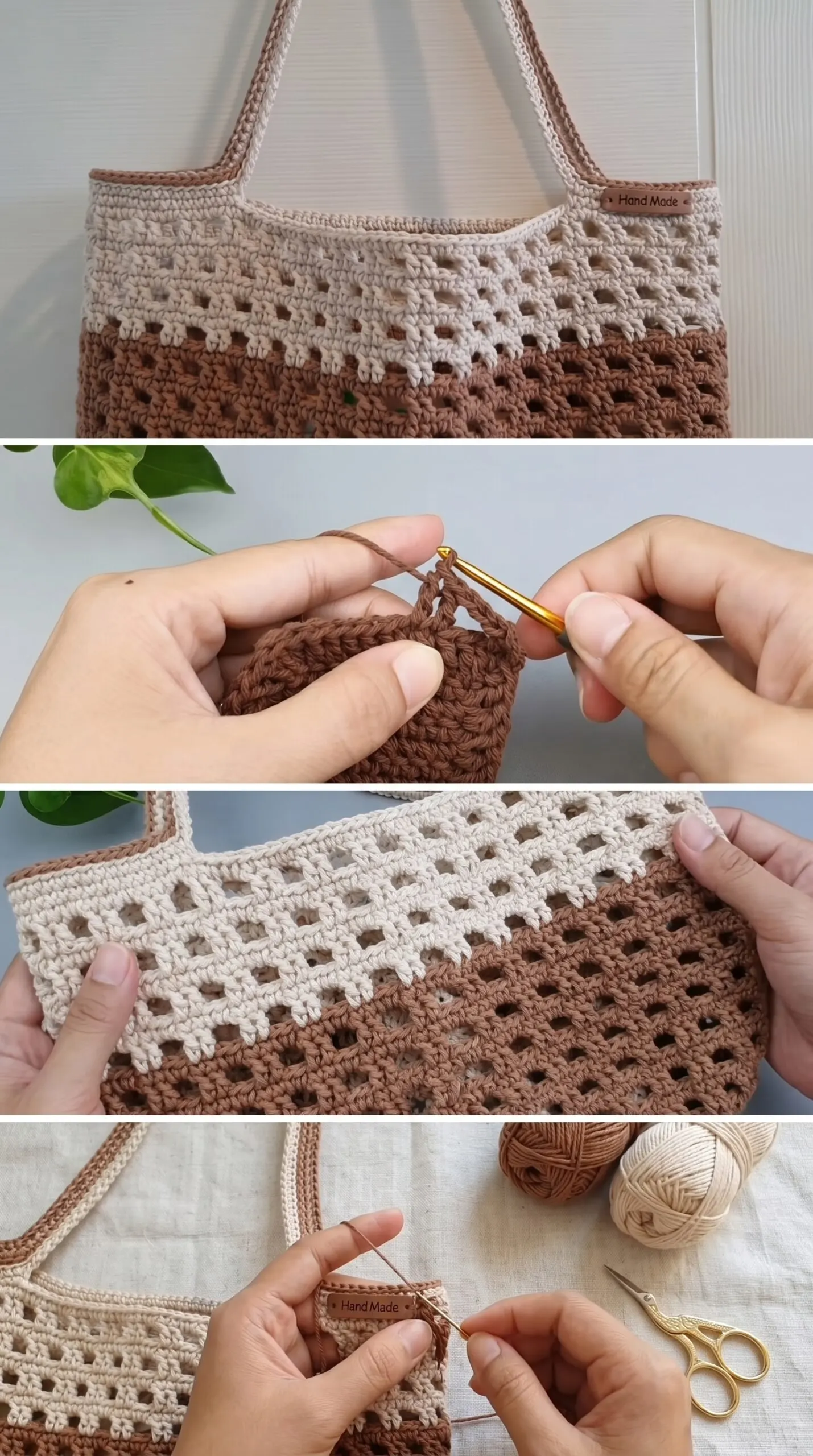Crochet Three-Tone Tote: A Chic Everyday Companion pattern