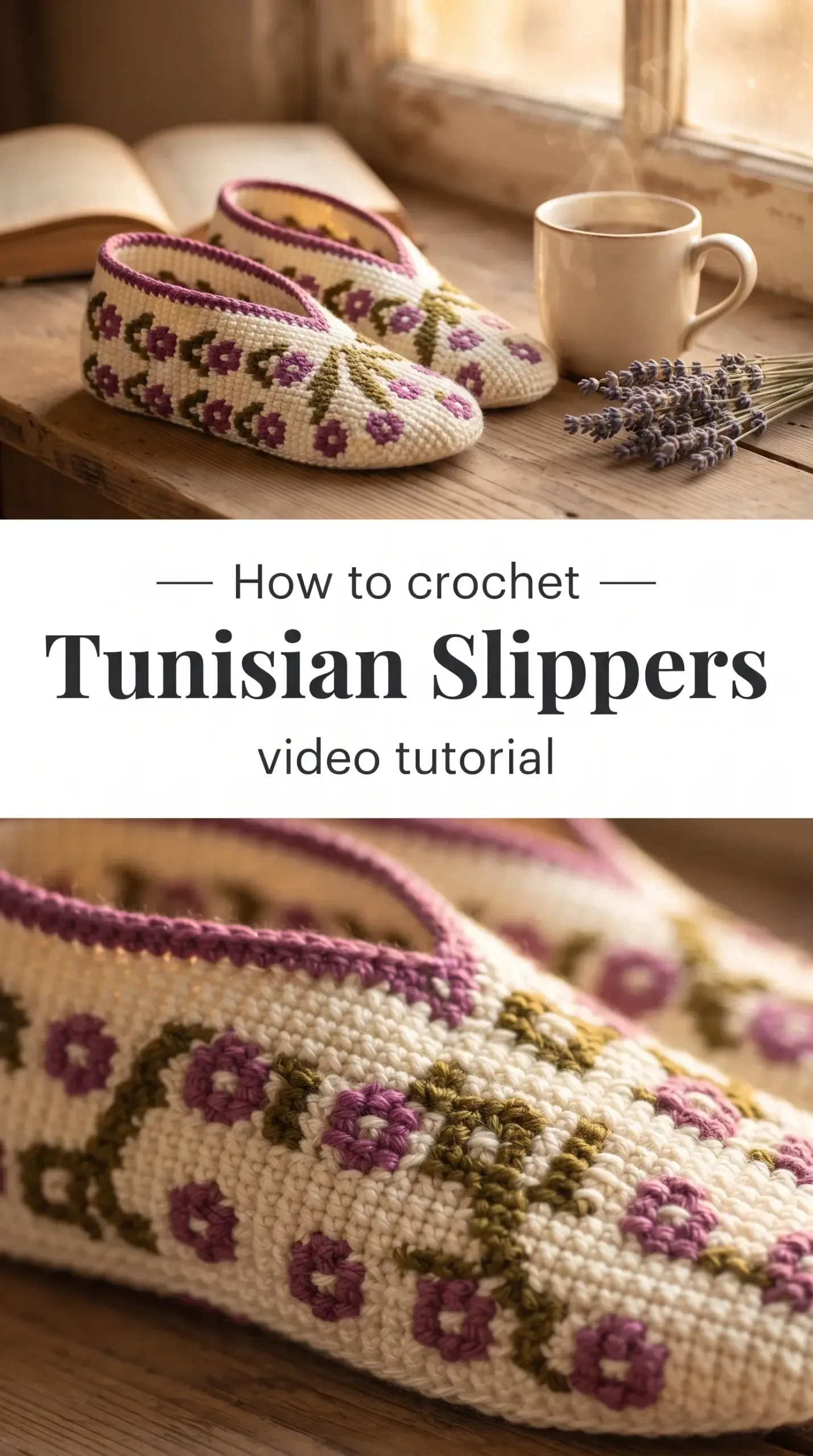 Crochet Tunisian Slippers: A Charming Floral Delight