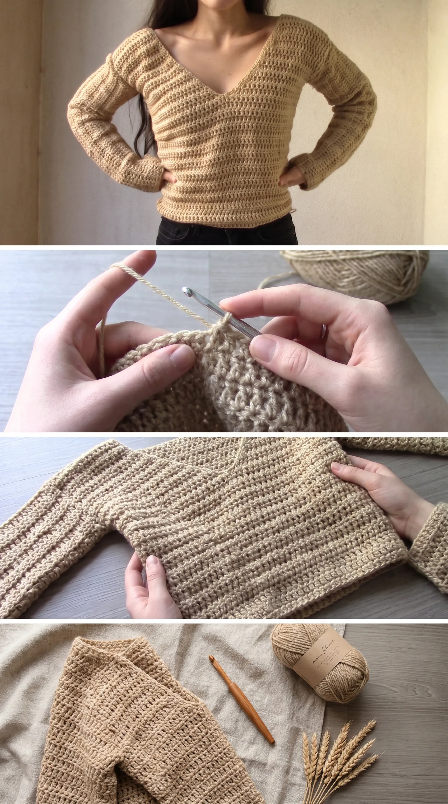 Crochet V-Neck Sweater: A Cozy Handcrafted Essential pattern