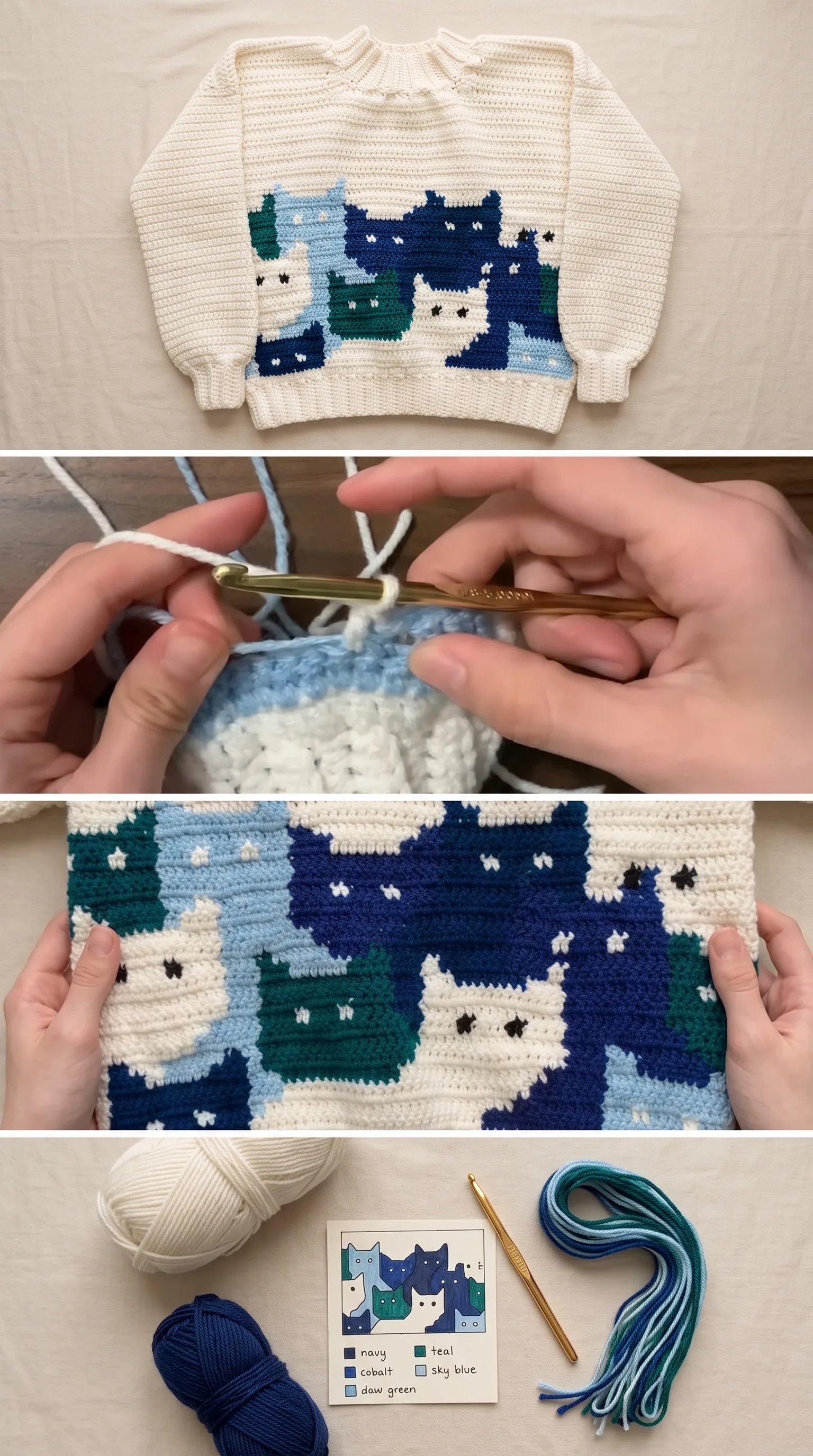 Crochet Vintage Cat Sweater: A Charming Whimsical Staple pattern