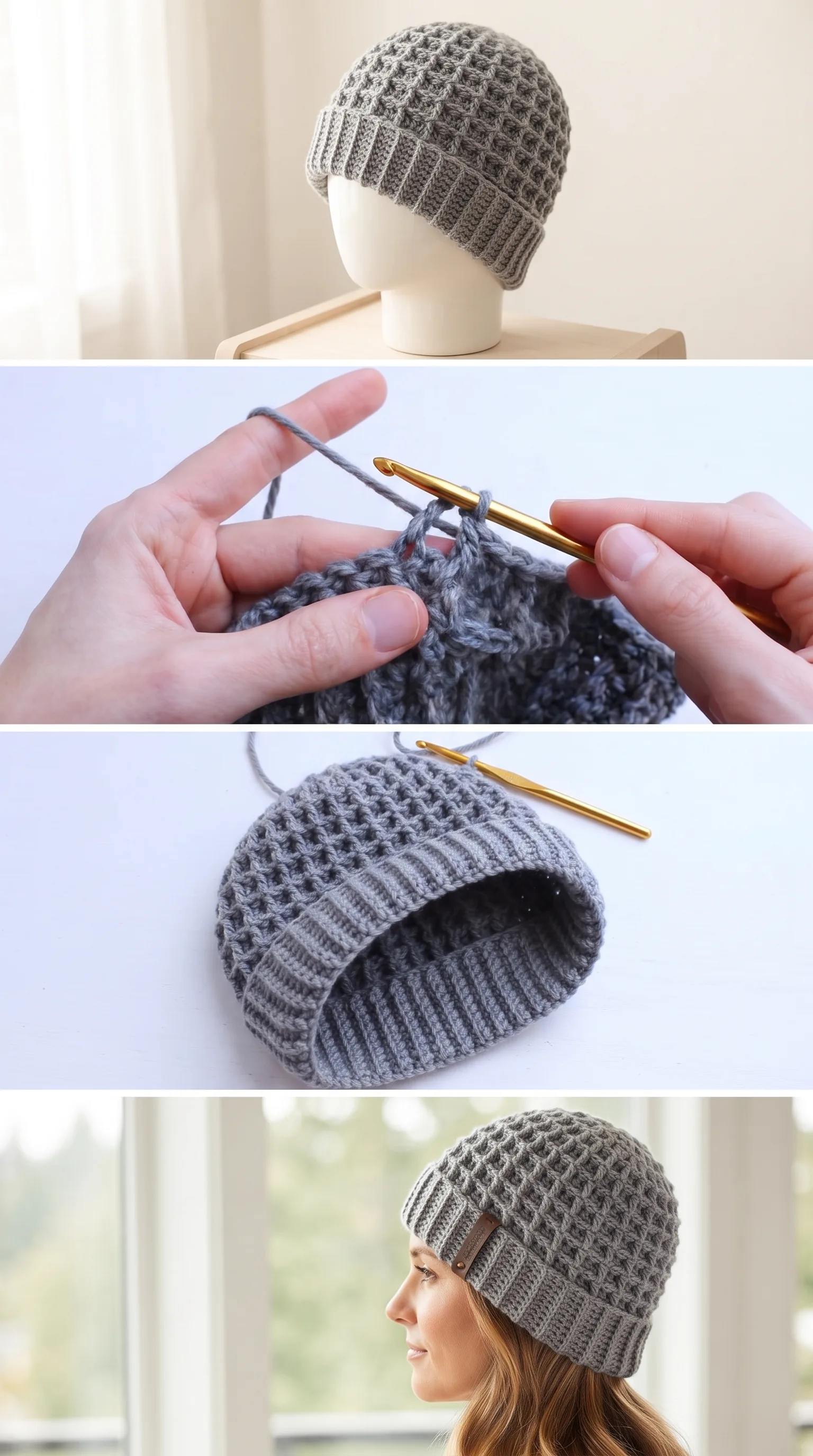 Crochet Waffle Beanie: A Bold and Timeless Classic pattern