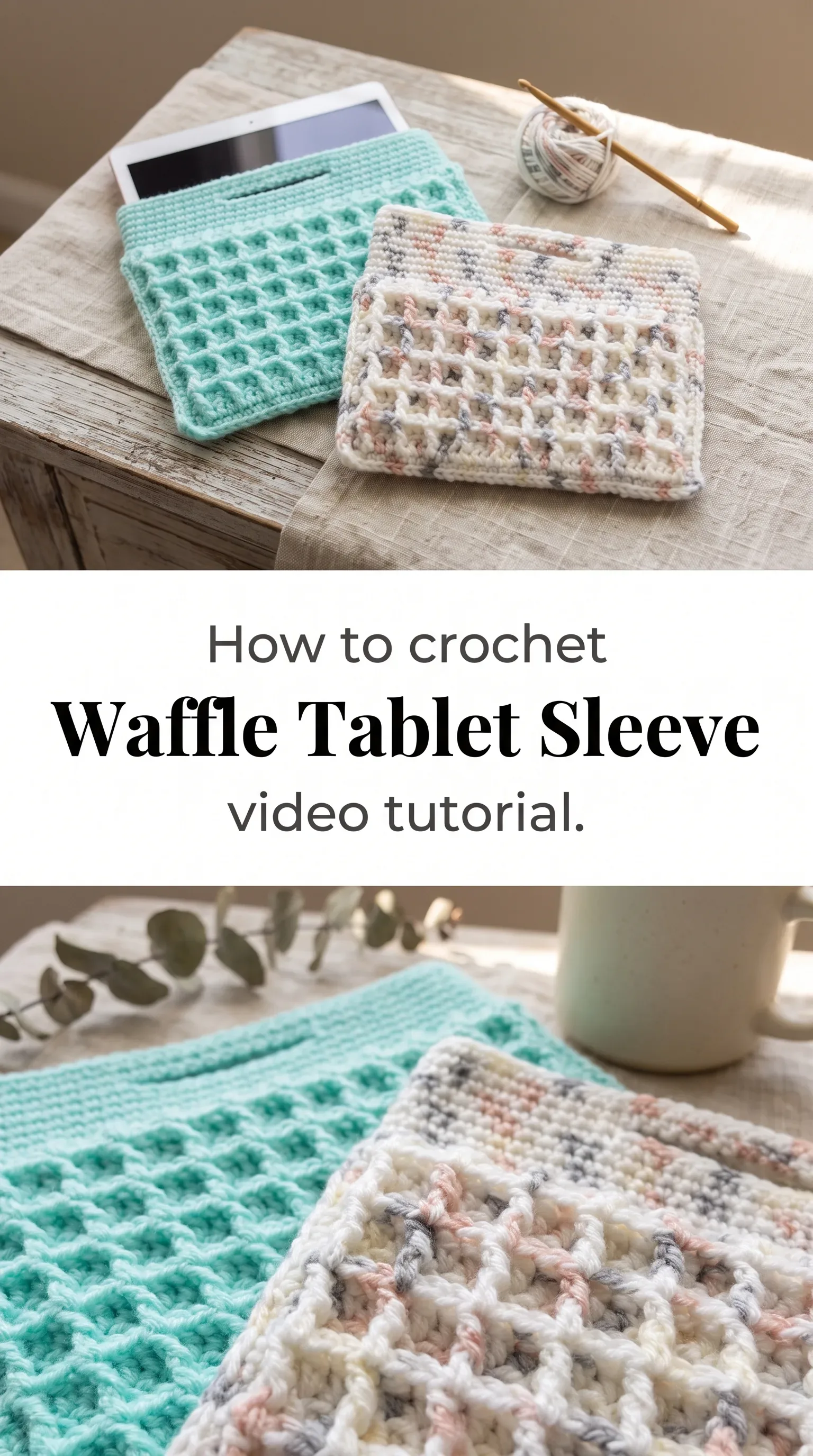 Crochet Waffle Tablet Sleeve: A Chic Functional Pouch